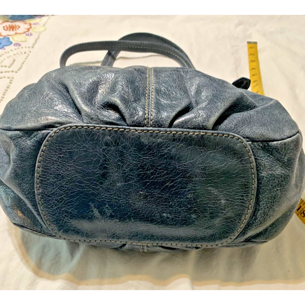 The Sak Blue Grey Distressed Leather Medium satchel top Handle Shoulder bag - Picture 5 of 9